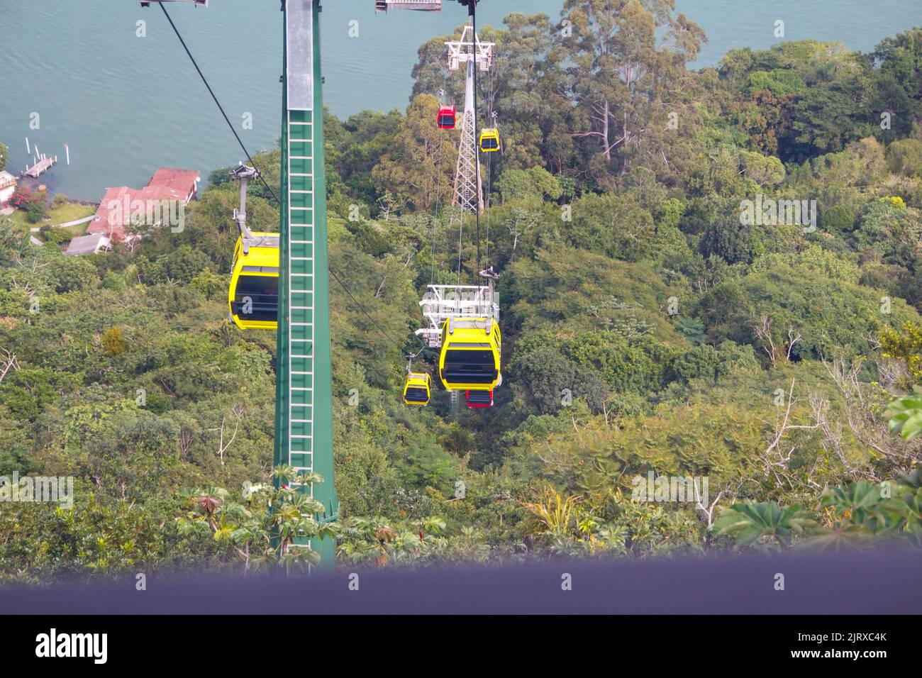 cable car connecting the beach of Balneario Camboriu to the beach of orange trees in santa Catarina Brazil Stock Photo