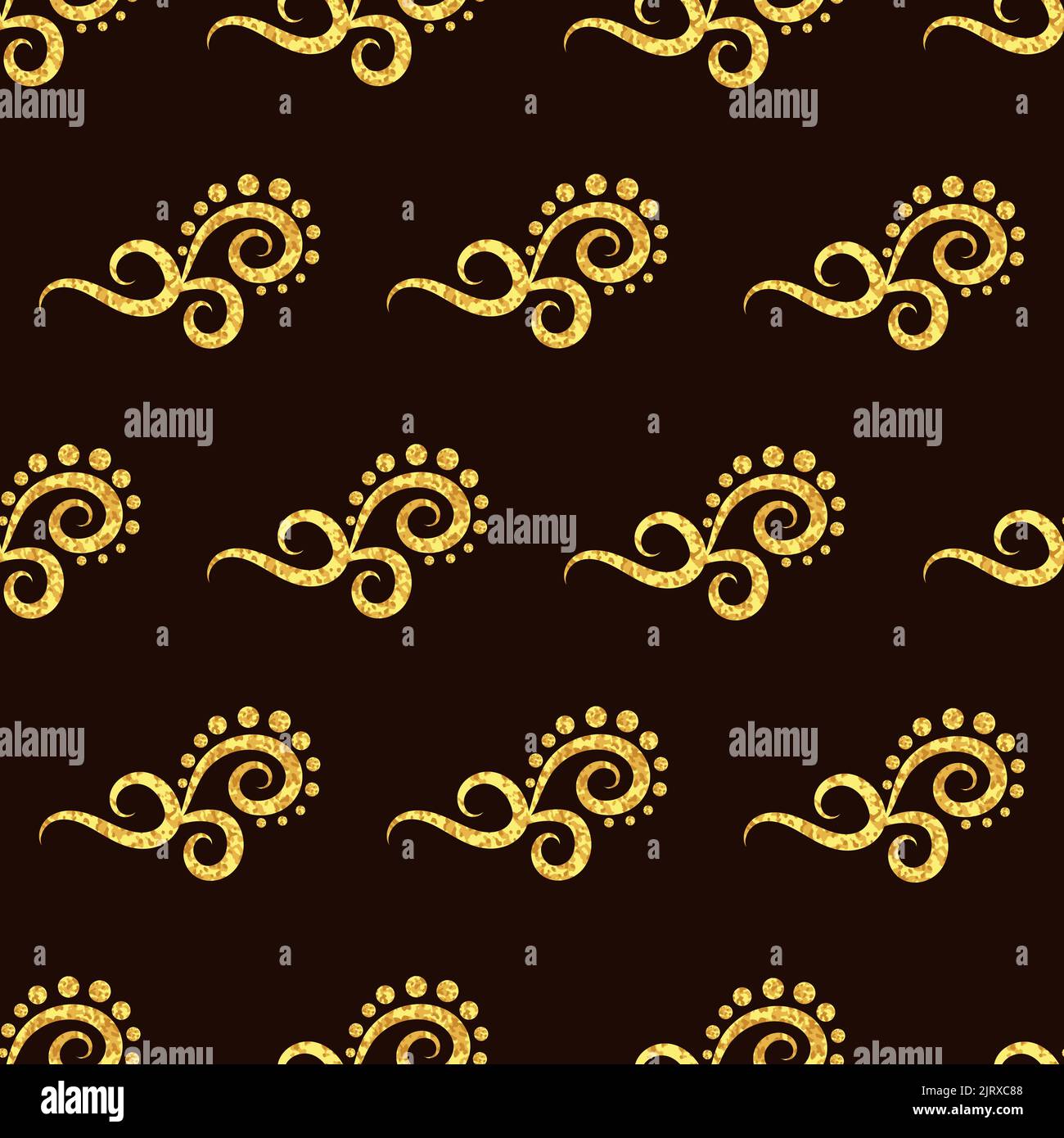 Seamless pattern with golden swirls on black background. Abstract ...