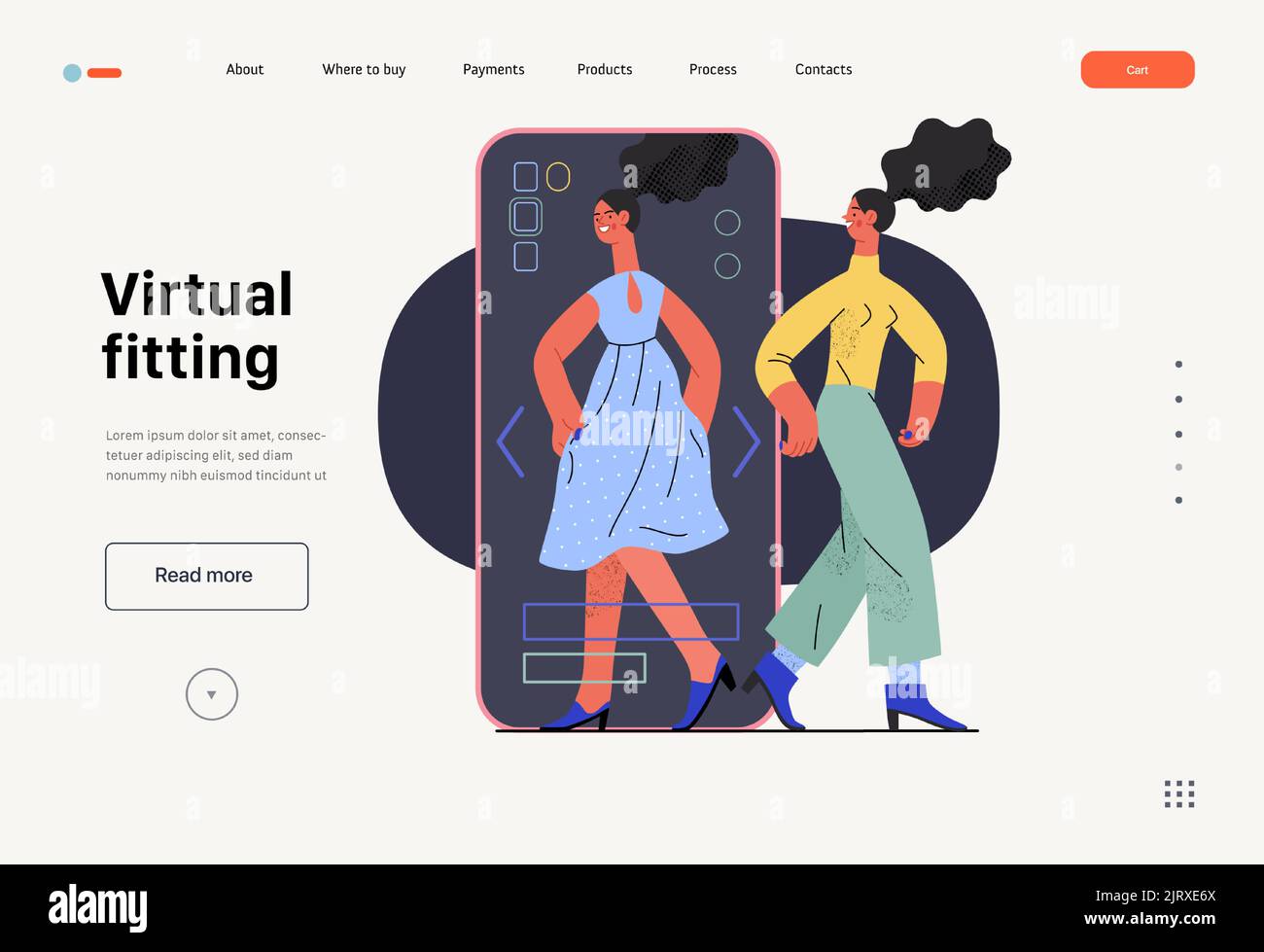Virtual fitting Online shopping and electronic commerce web template modern flat vector