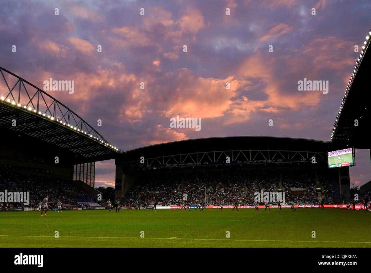 General view of the The DW Stadium during the Wigan Warriors -V- St Helens derby match Stock Photo