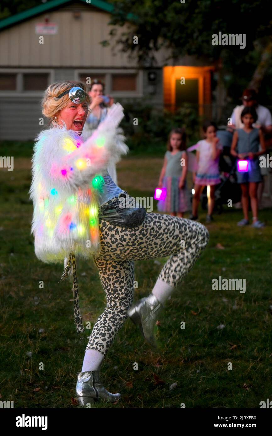 Lantern Procession, Trout Lake, John Hendry Park, Vancouver, British Columbia, Canada Stock Photo