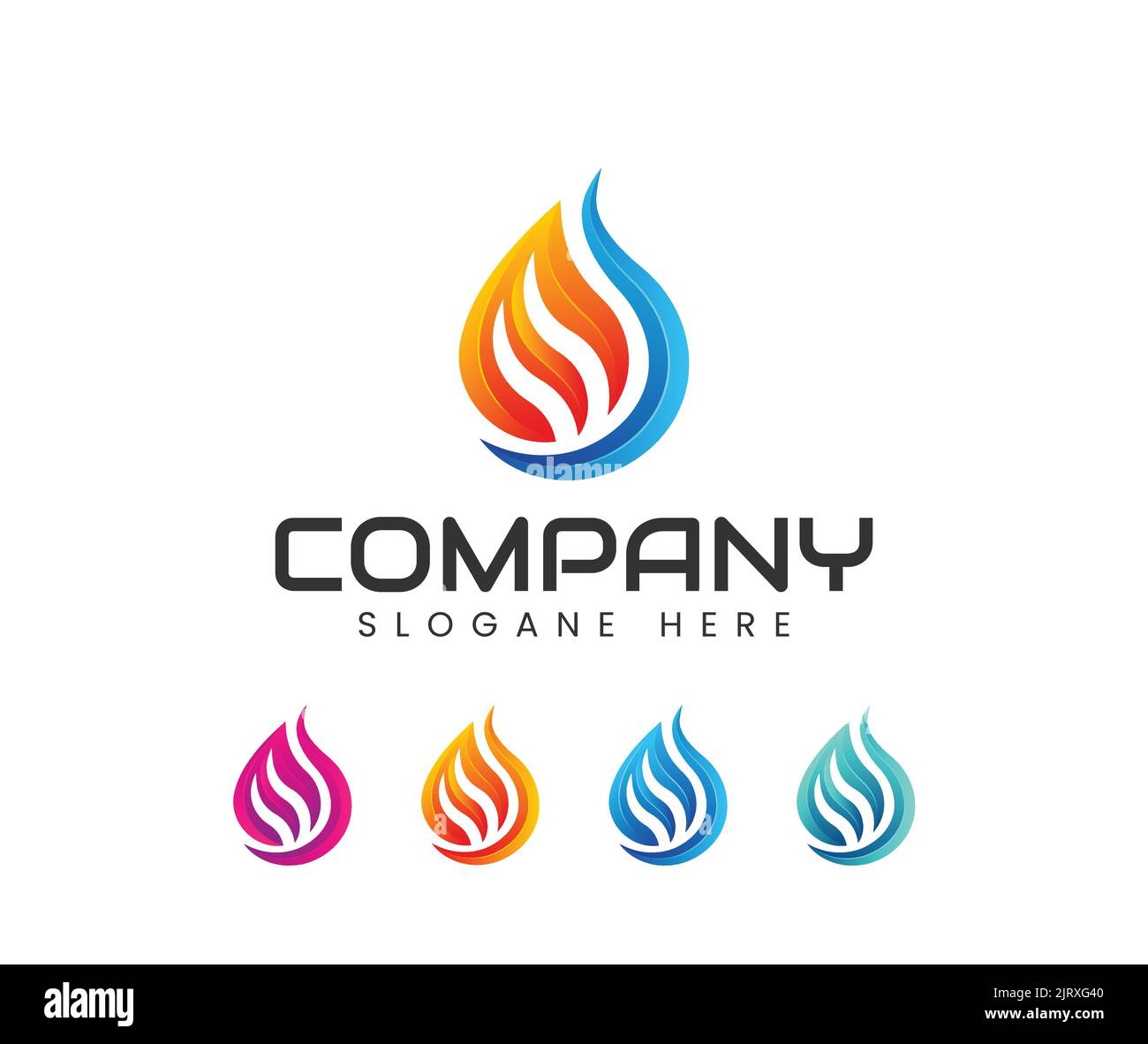 Fire flame logo design vector drop. 3d water drop vector logo design Stock Vector