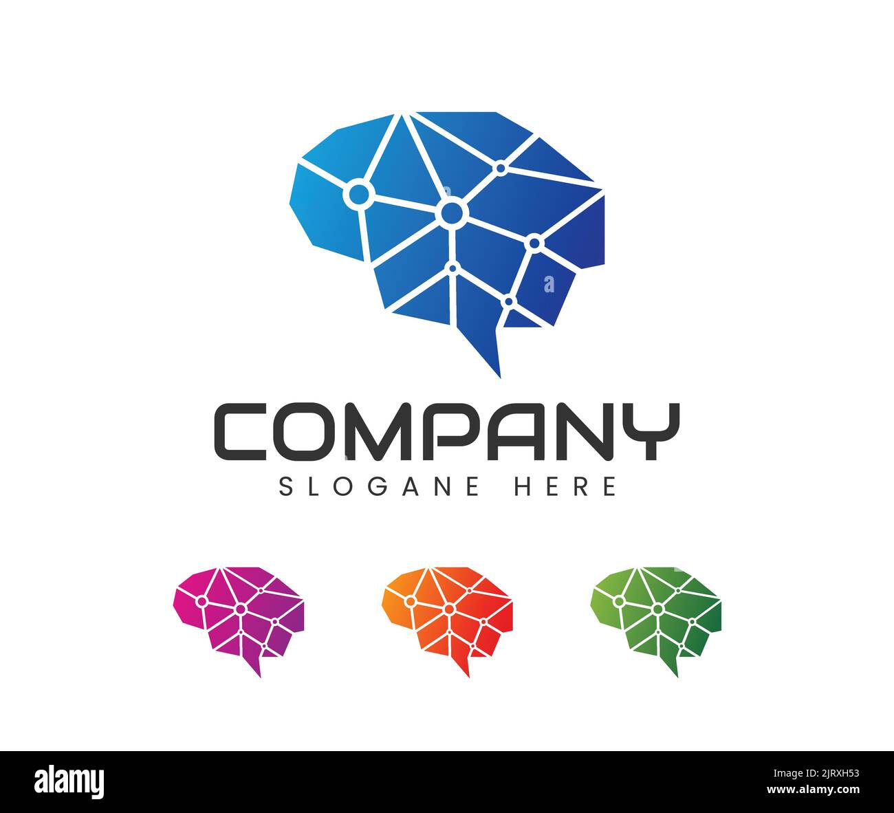 Brain Logo silhouette design vector template. Think Idea concept. Brain storm power thinking logotype icon. Isolated abstract unusual creative digital Stock Vector