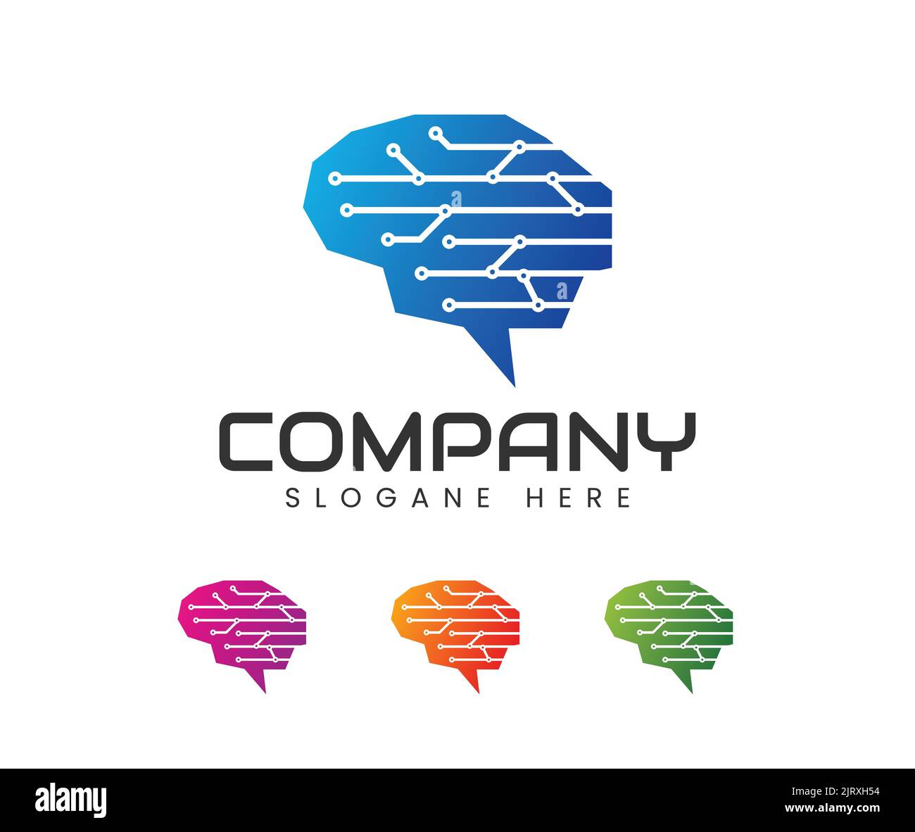 Smart brain tech logo design. Brain, Creative mind, learning and design icons, logos. Man head, people symbols Stock Vector