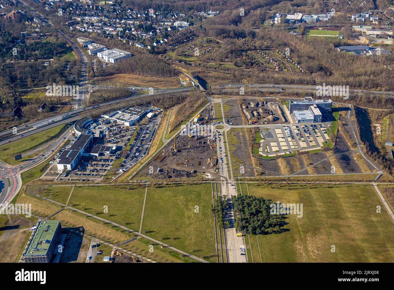 Aerial view, industrial area Phoenix West with BMW branch Dortmund as