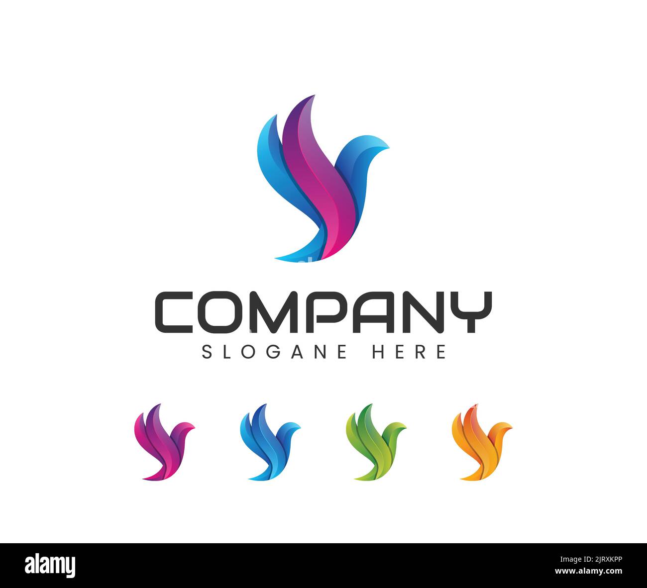 Modern Bird logo design. Vector animals logo editable design. Colorful bird logo design Stock Vector