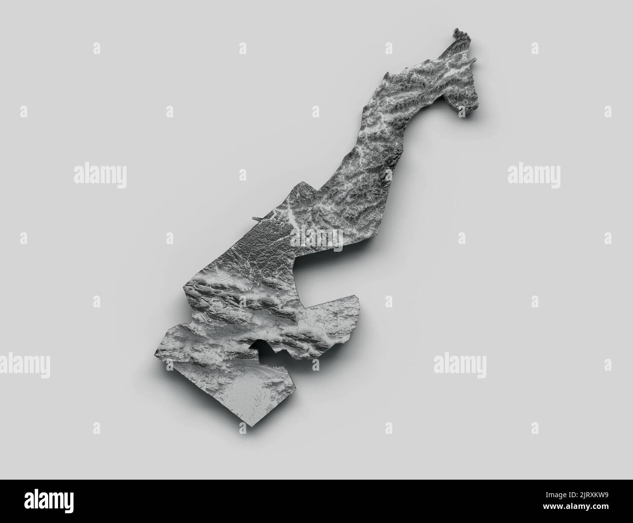 A grayscale of Monaco Map designed by the land structure on gray Background, 3d render Stock Photo