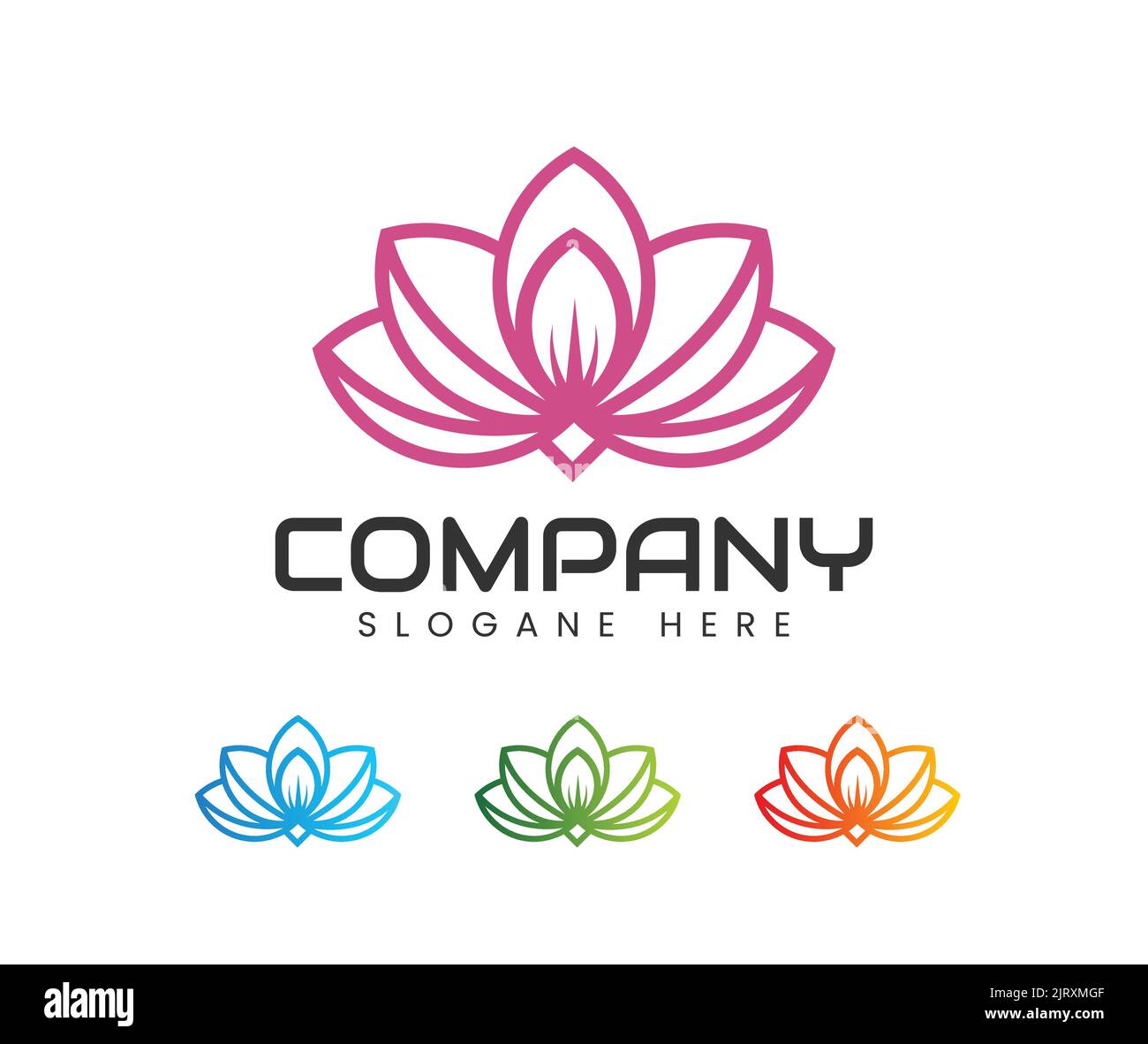 Lotus Flower Logo abstract Beauty Spa salon Cosmetics brand Linear style. Looped Leaves Logotype design vector Luxury Fashion template. Stock Vector