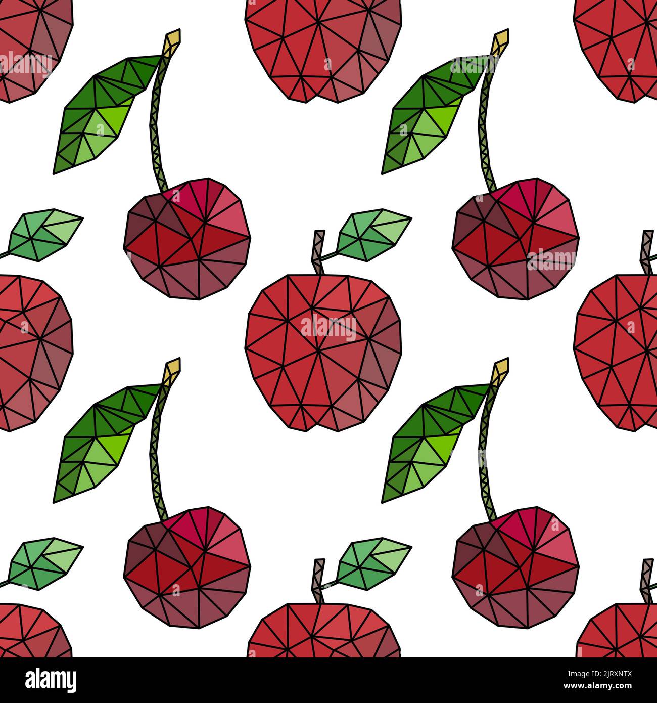 Polygonal Geometric Autumn Fruit Seamless Pattern For Wrapping Paper 