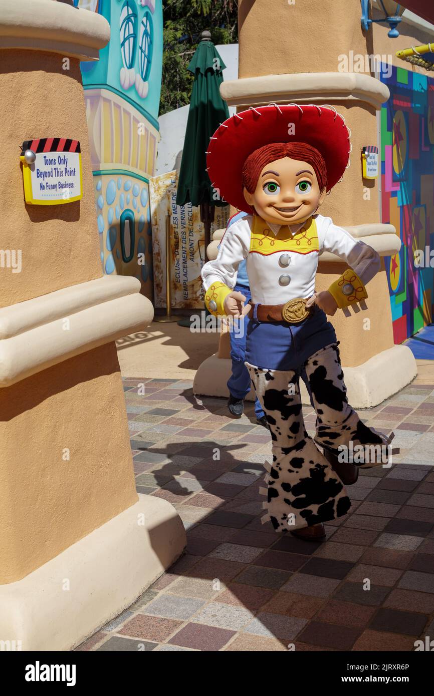 A vertical closeup shot of the sculpture of Jessie from Toy Story in Disneyland, Paris, France Stock Photo