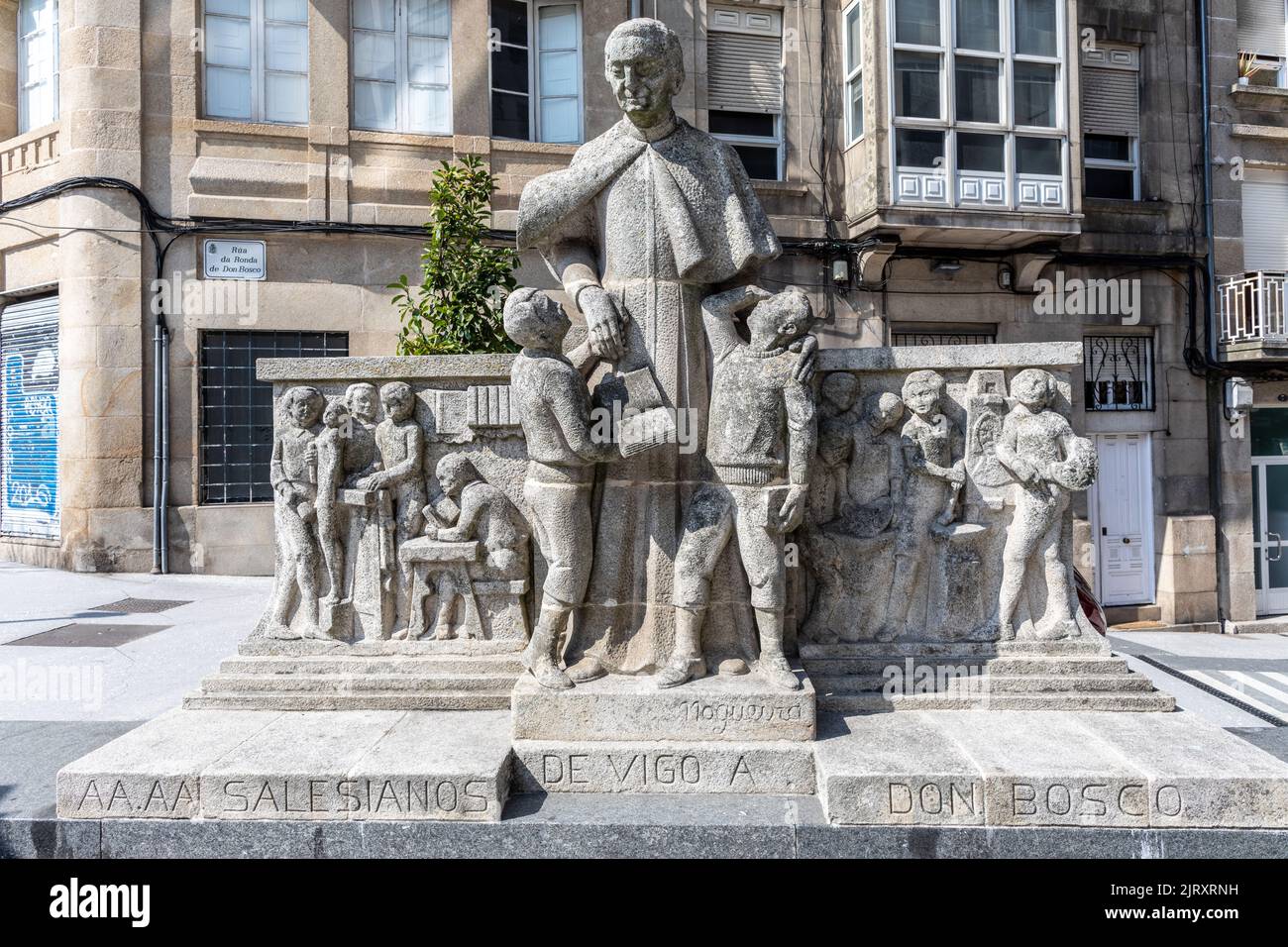 Escultura Al Padre Don Bosco Statue in Vigo Galicia Spain Stock Photo