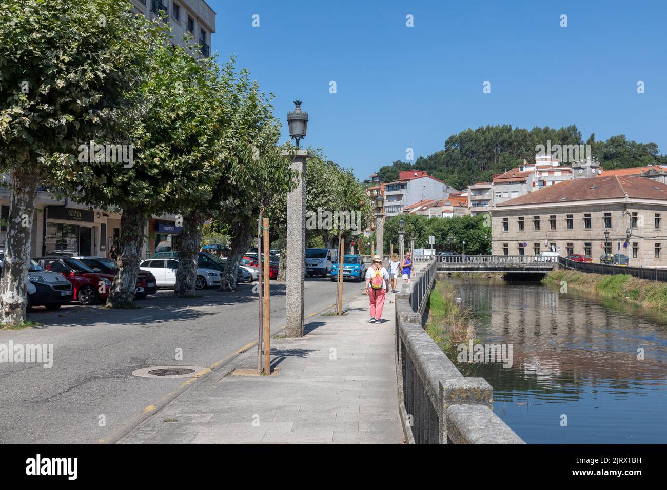 A Waterfall on the Santiago De Compostela Pilgrimage Galicia Spain Stock Photo