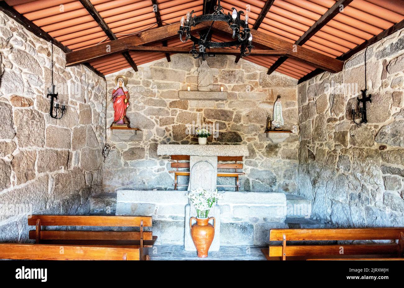 The Interior of Igrexa De Santo Estevo Da Canicouva Church In Galicia Spain Stock Photo