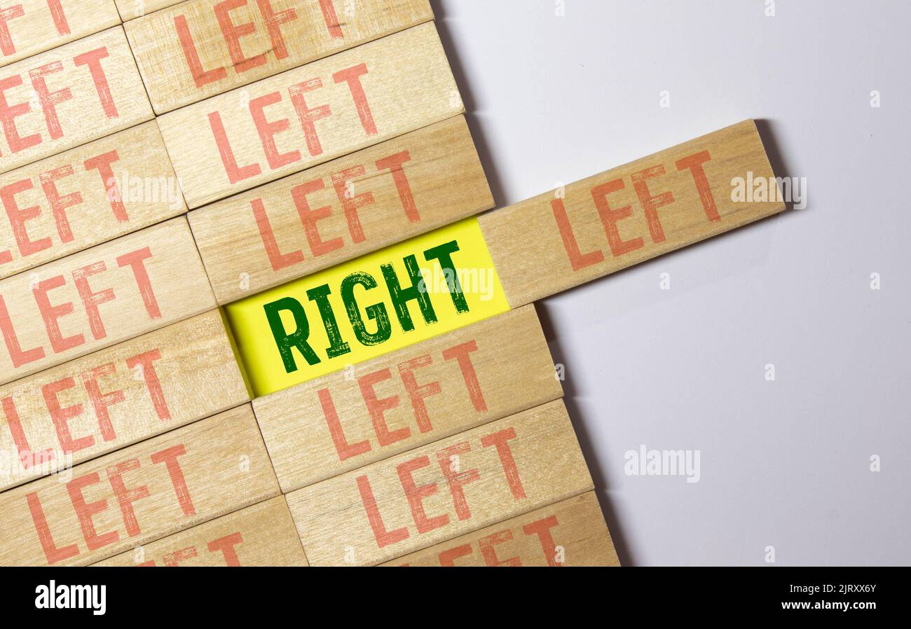 Right, left - wooden signpost, concept Stock Photo