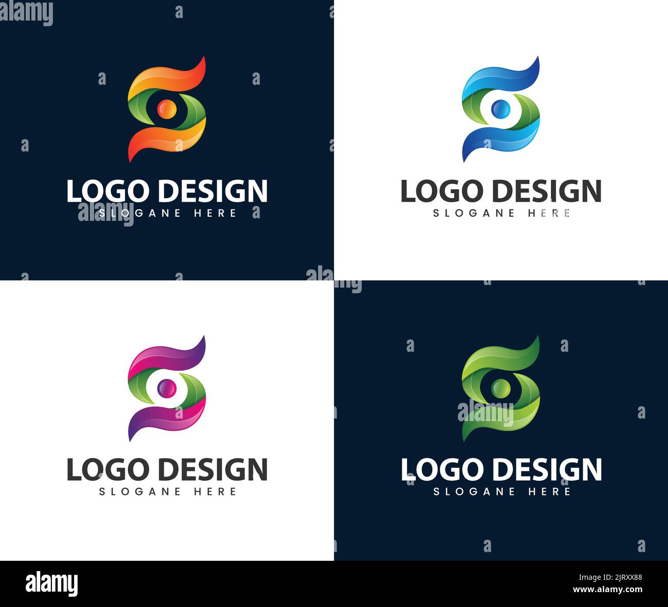 Abstract modern 3d s letter logo with inside circle dot. s logo, modern 3d design letter character. S letter logo. Vector concept of company logo Stock Vector