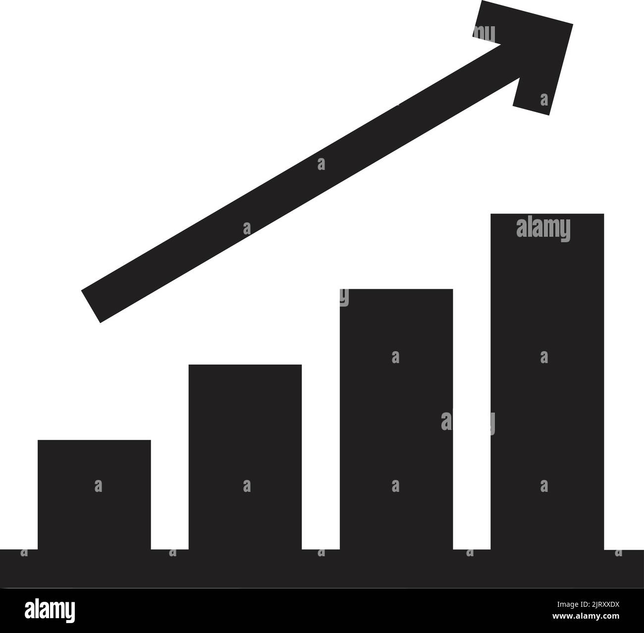 A black and white business growth bar graph isolated on a white