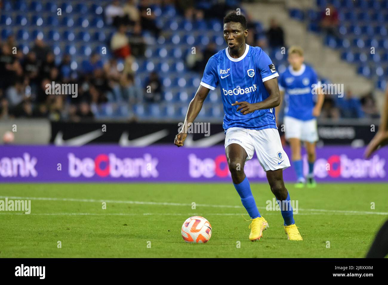 Jong Genk's Ibrahima Sory Bangoura pictured during a soccer match between Jong Genk (u23) and Lommel SK, Friday 26 August 2022 in Genk, on day 3 of the 2022-2023 'Challenger Pro League' 1B second division of the Belgian championship. BELGA PHOTO JILL DELSAUX Stock Photo
