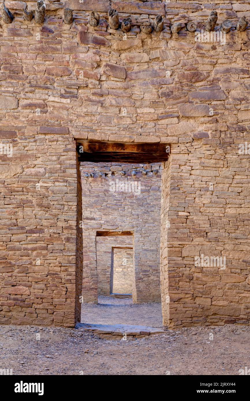 Doorways of Pueblo Bonito, Chaco Culture National Historic Park, New Mexico, USA Stock Photo