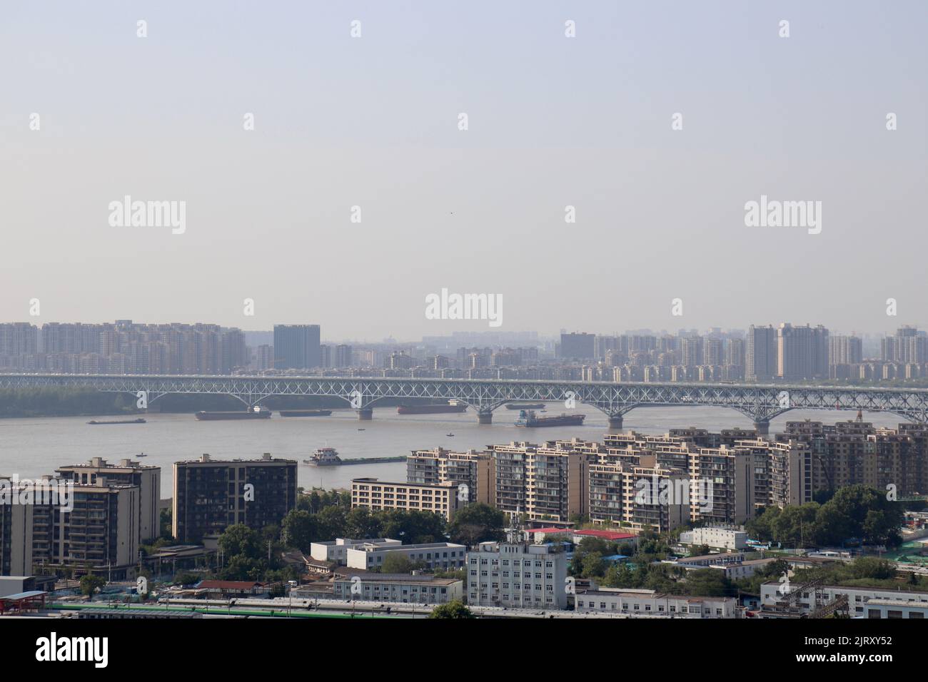 The Nanjing Yangtze River Bridge - aerial shot Stock Photo