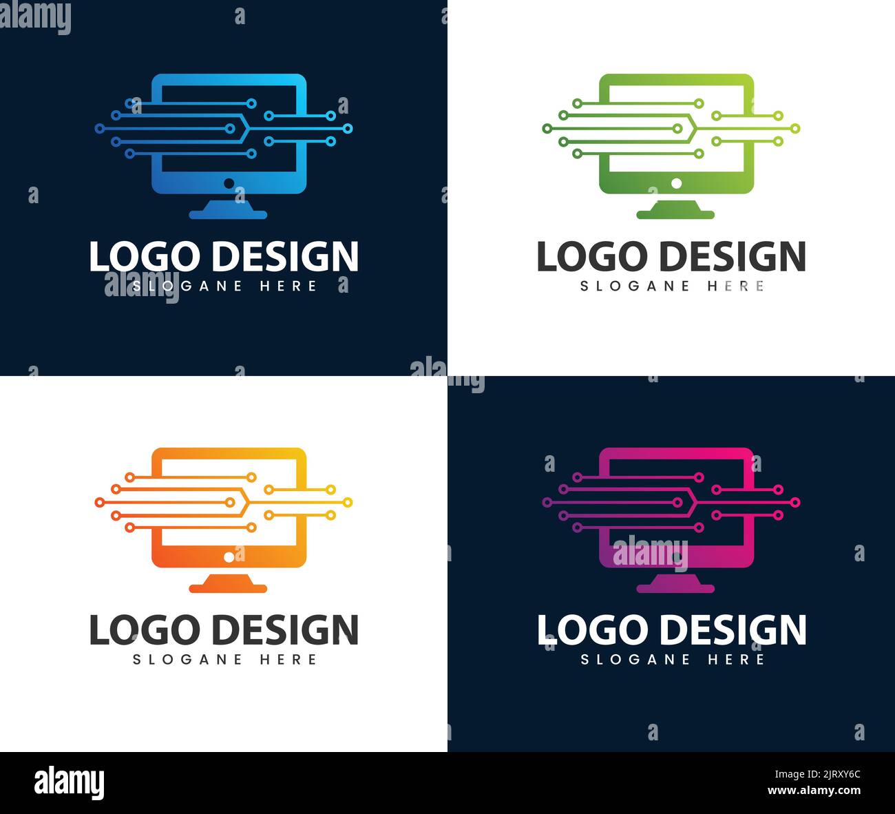 Computer Technology Logo template designs, computer Service logo ...