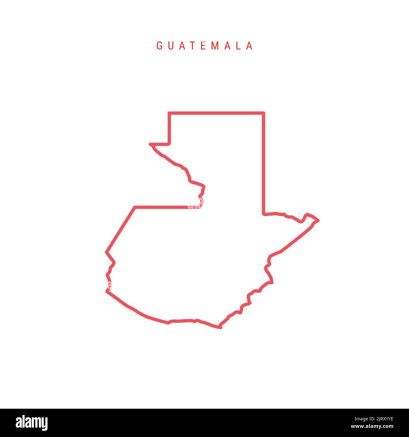 Guatemala editable outline map. Guatemalan red border. Country name. Adjust line weight. Change to any color. Vector illustration. Stock Vector