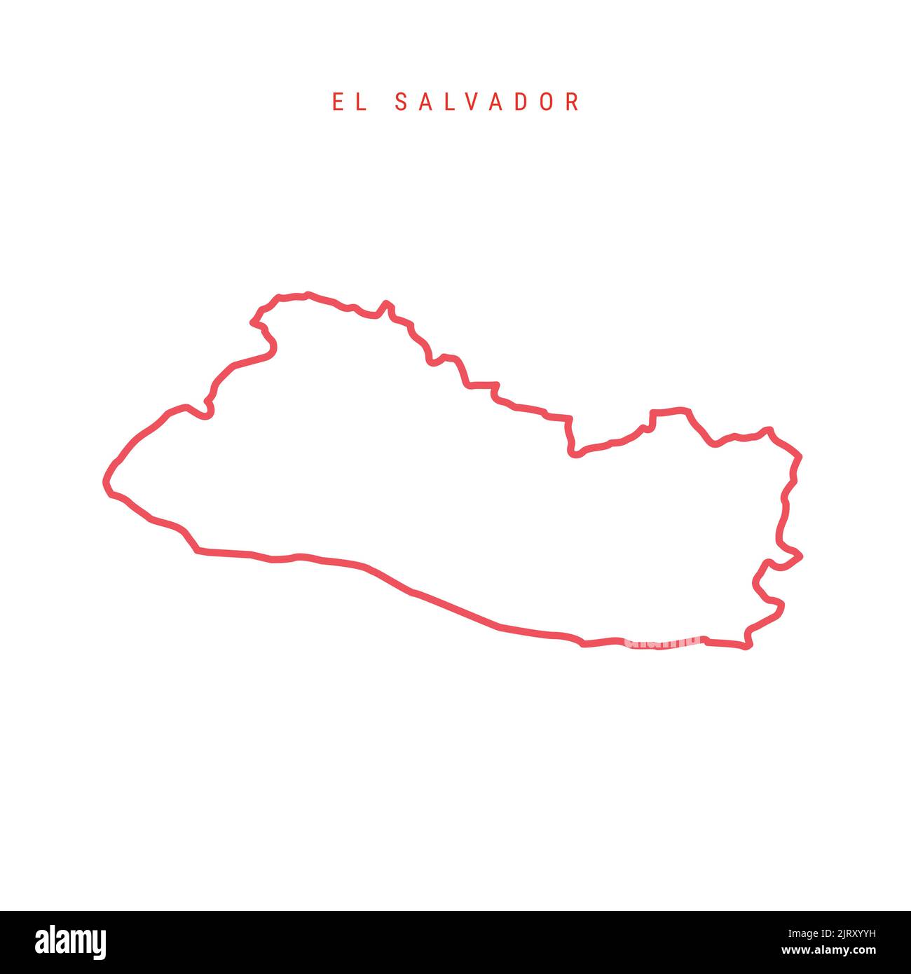 El Salvador editable outline map. Salvadoran red border. Country name