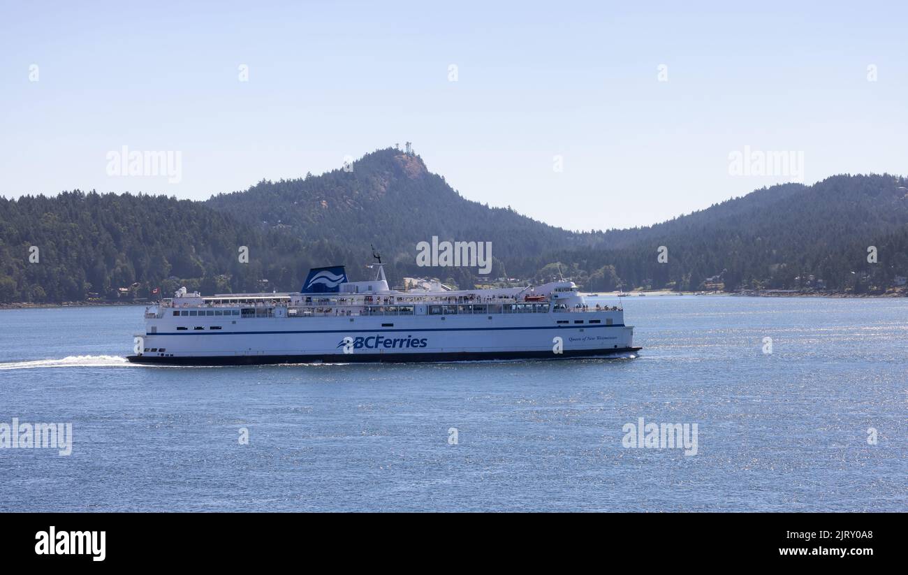 BC Ferries Passing By the islands on the West Coast of Pacific Ocean