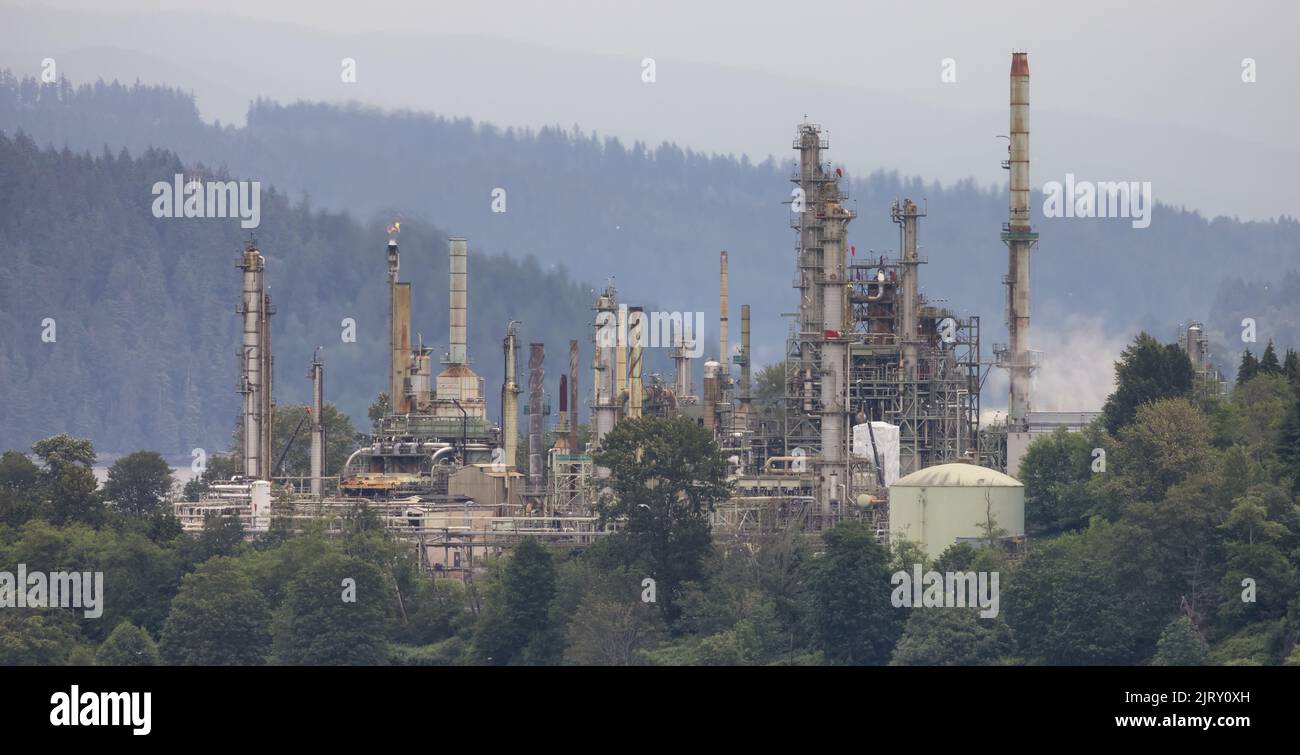 Oil Refinery Industry in Vancouver, British Columbia, Canada Stock