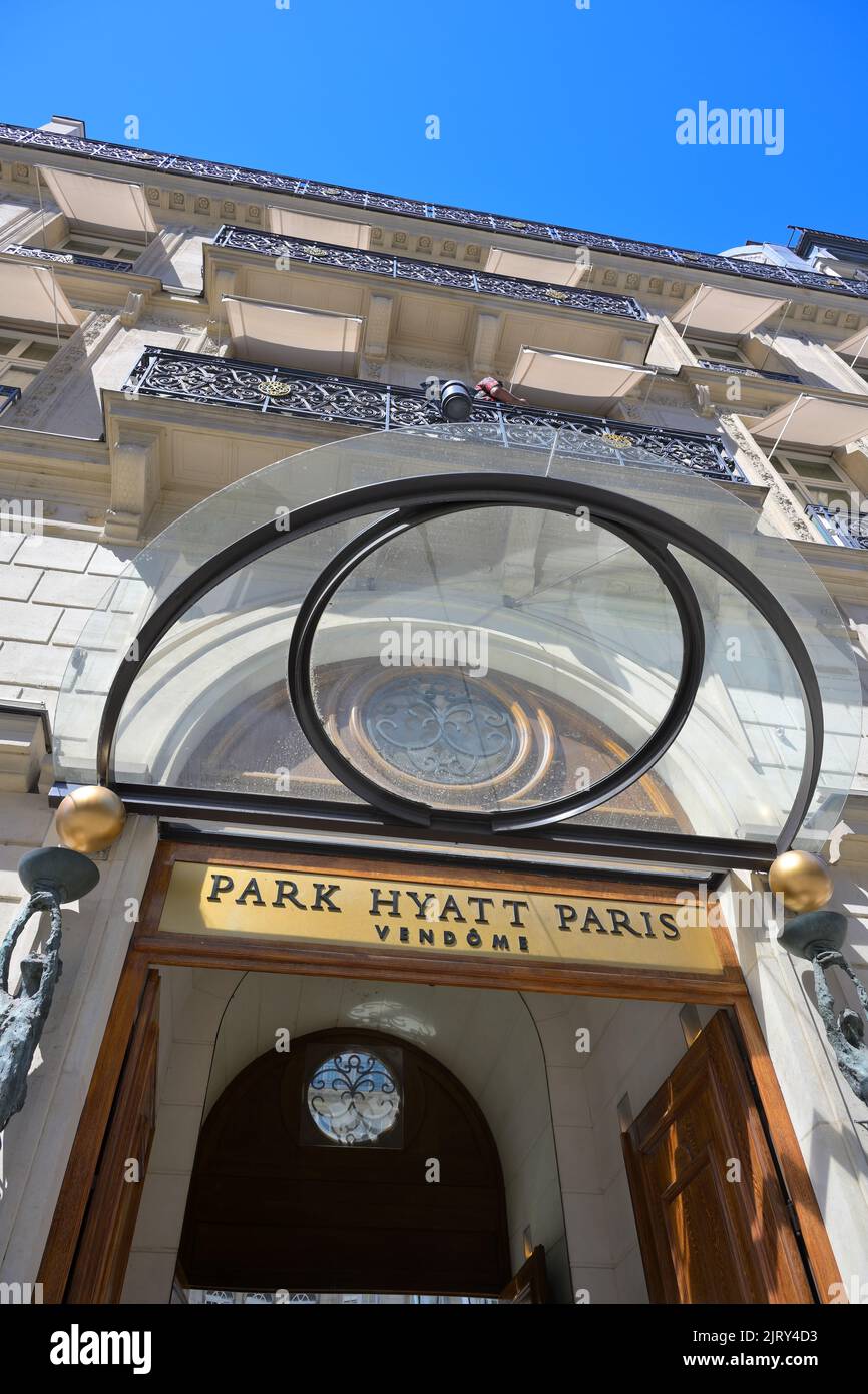 The elegant Park Hyatt Paris Vendome is one of 10 Palace hotels in the french capital, Paris FR Stock Photo