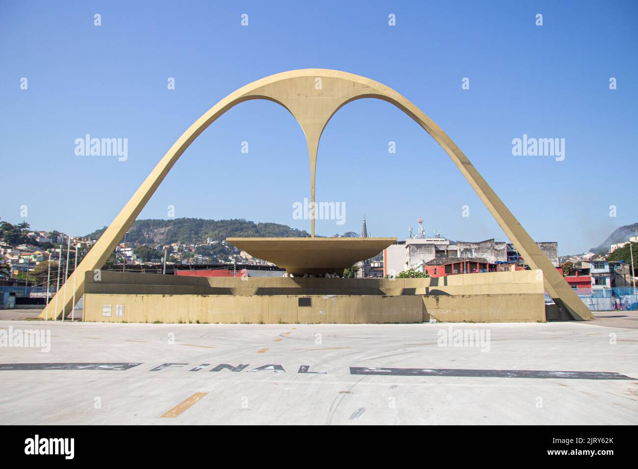 Apotheosis Square in Rio de Janeiro, Brazil - August 31, 2019: It is in the Apotheosis Square that there is a large concrete parabolic arch with a pen Stock Photo