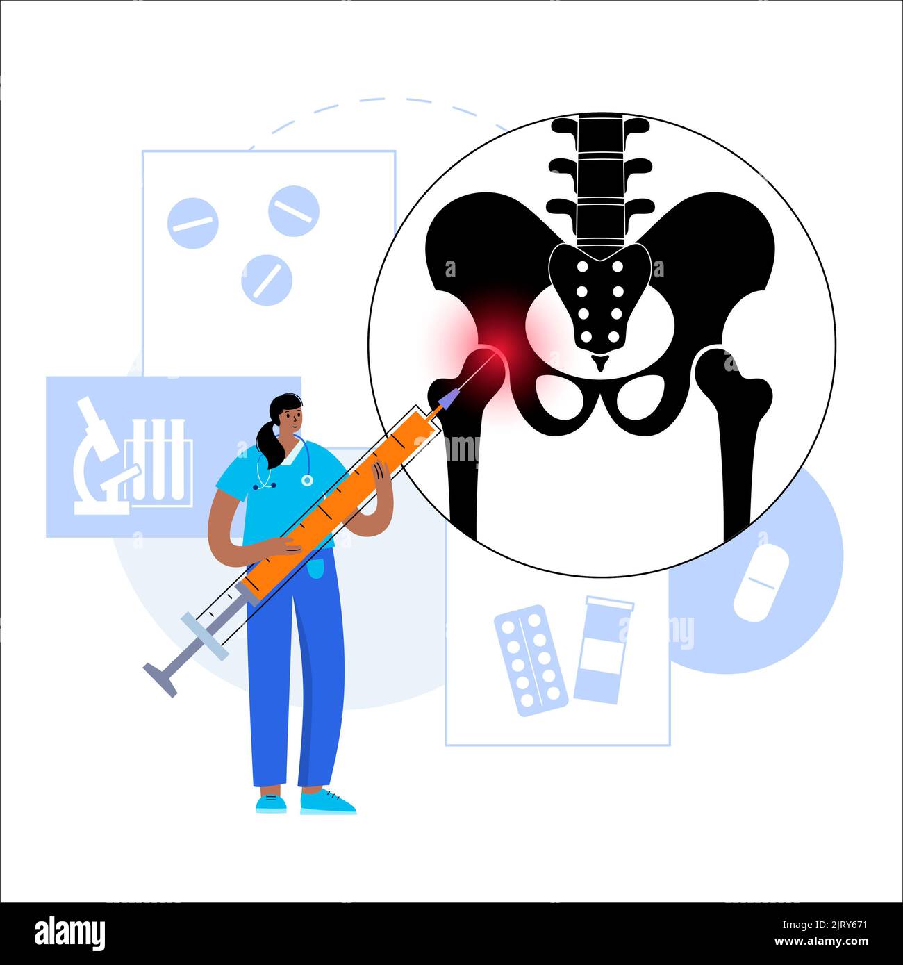 Hip joint injection, illustration Stock Photo Alamy