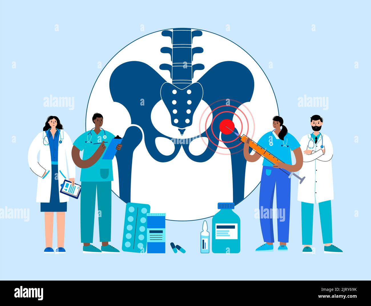 Hip joint injection, illustration Stock Photo Alamy