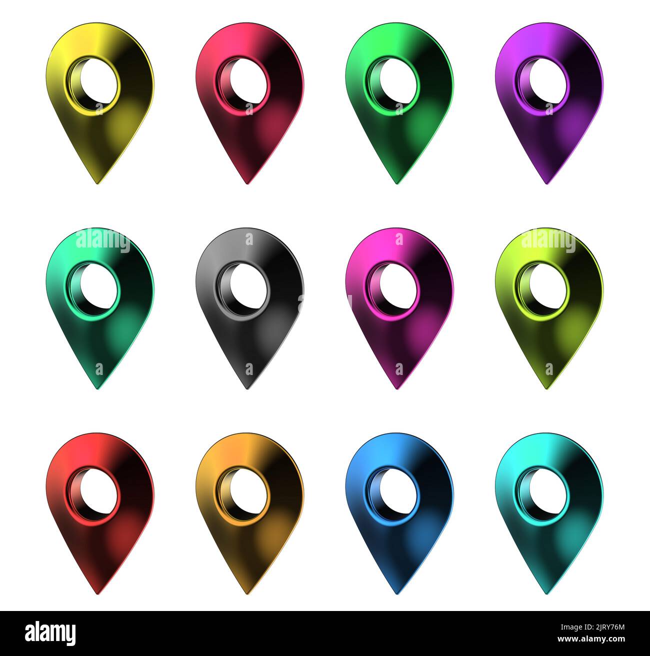 Colored location pins. Location symbol. Navigator pin checking