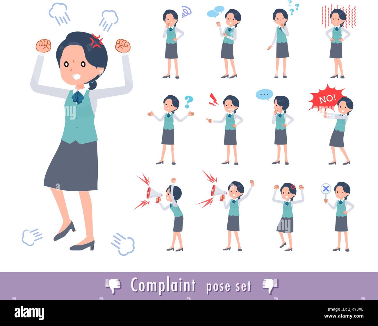 Discontent Drawing A set of Clerk woman expressing their discontent.It's vector art so ...