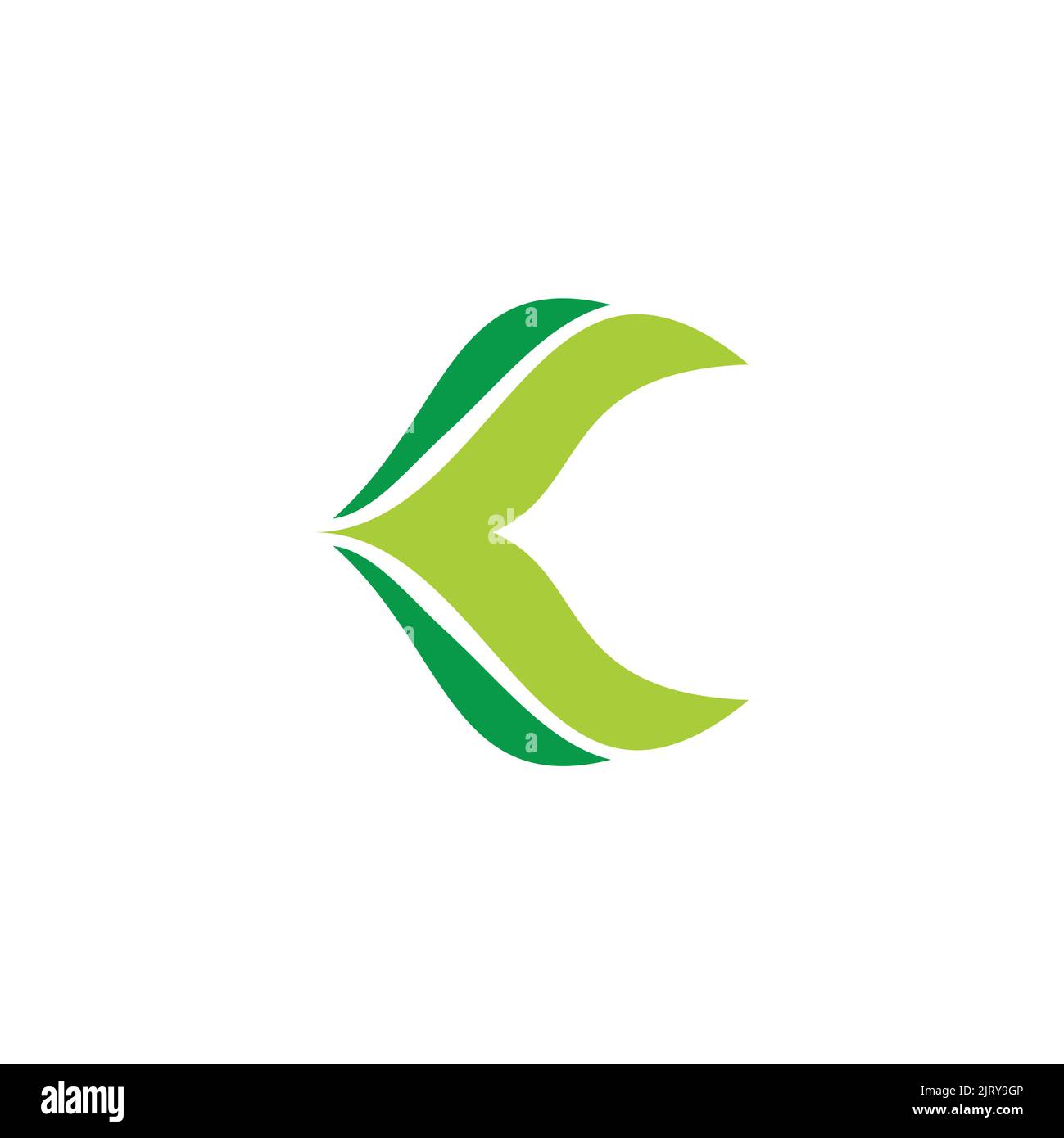 letter k simple curves green leaf logo vector Stock Vector