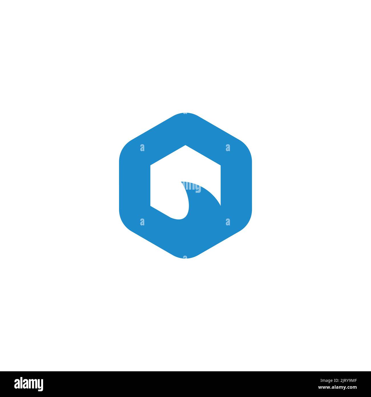 hexagonal wave blue simple geometric logo vector Stock Vector