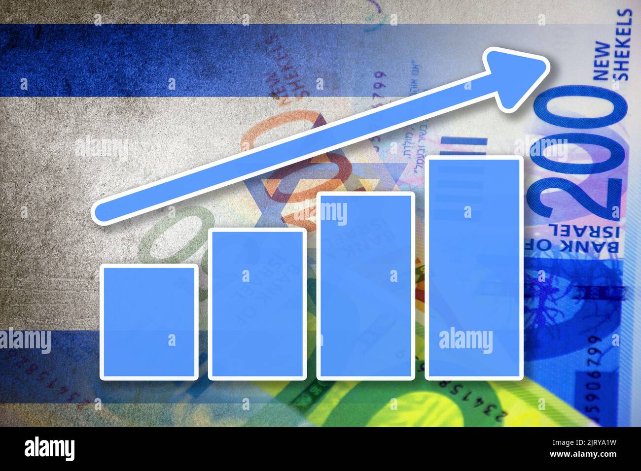Economy Chart Rising Arrow Cash New Shekels Bills And Flag Of Israel money Finance Economy Chart Rising Arrow Cash New Shekels Bills And Flag Of Israel money Finance
