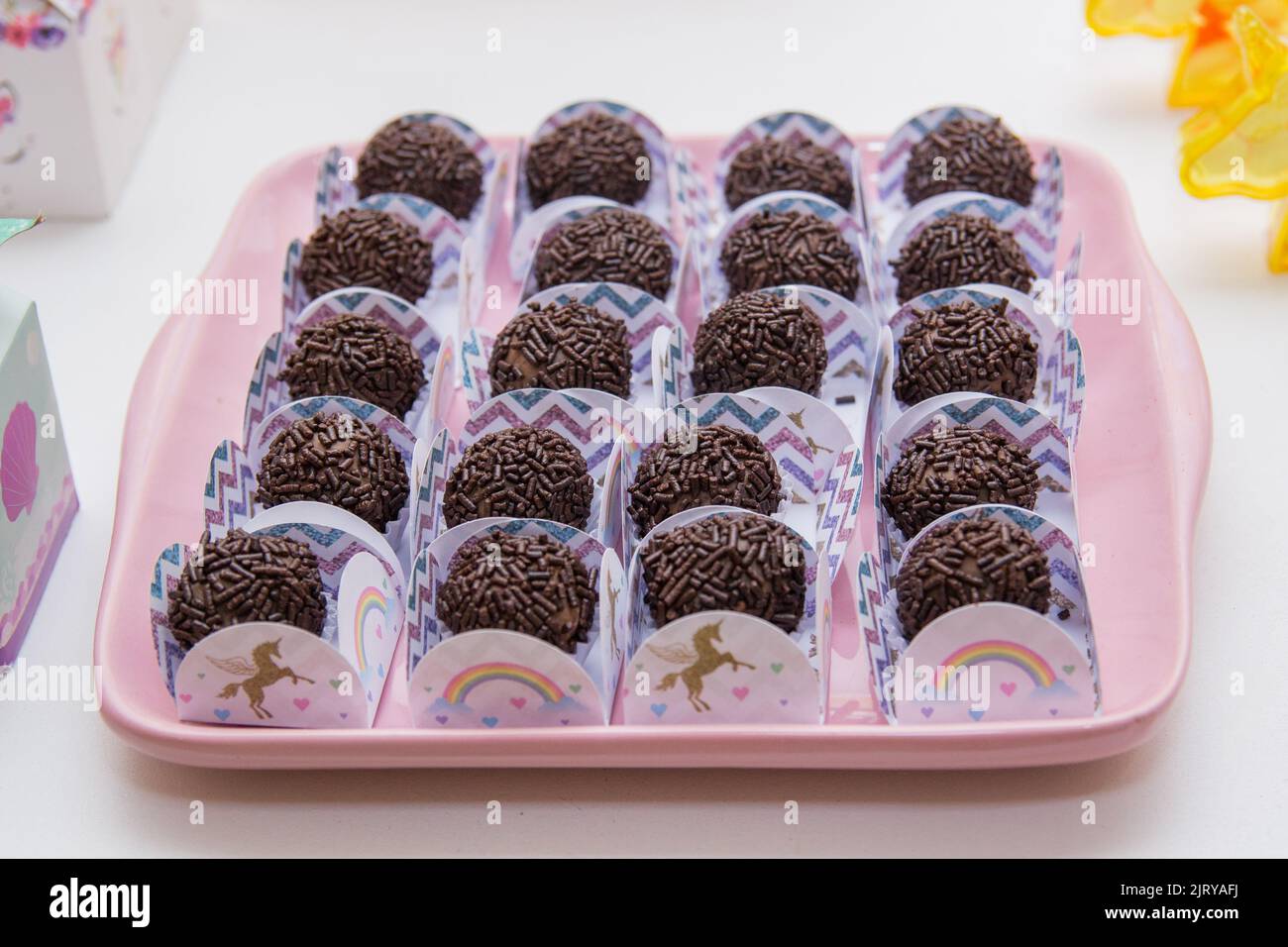 chocolate candy with sprinkles popularly known as "brigadeiro" very