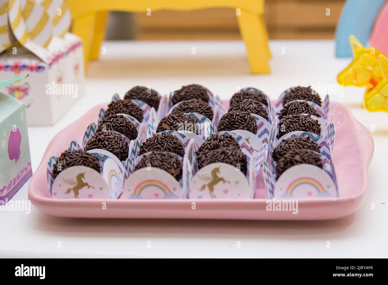 chocolate candy with sprinkles popularly known as "brigadeiro" very