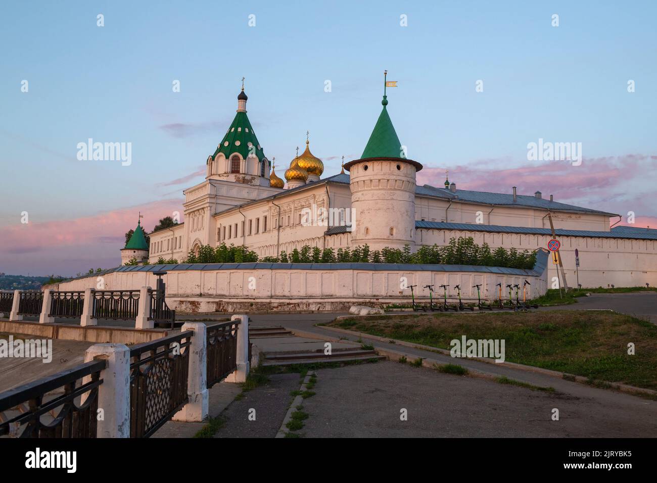 Early August morning at the walls of the Holy Trinity Ipatievsky Monastery. Kostroma, Golden Ring of Russia Stock Photo