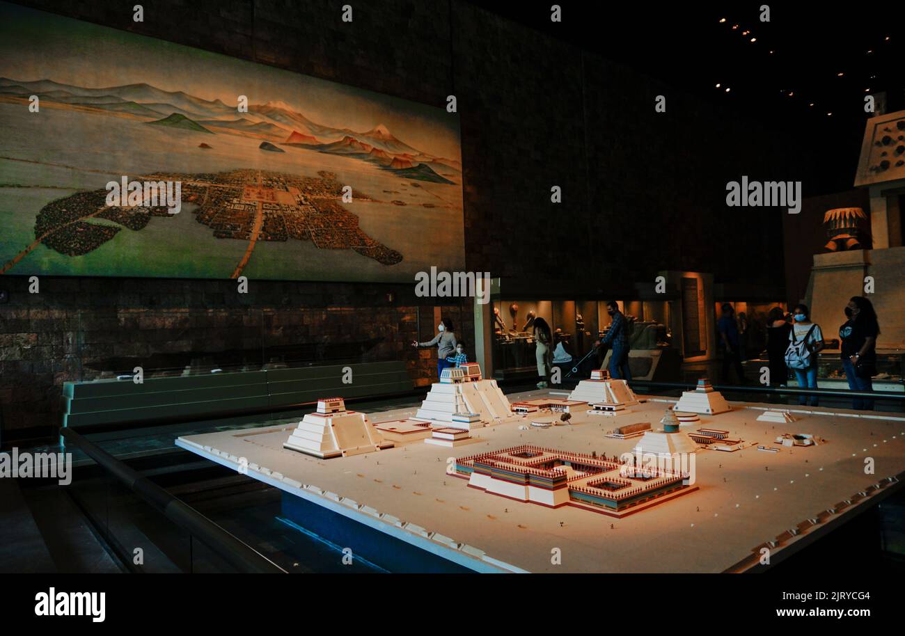 Model of Aztec City of Tenochtitlan, National Anthroplogy Museum, Chapultepec Park, Mexico City, Mexico. D Stock Photo