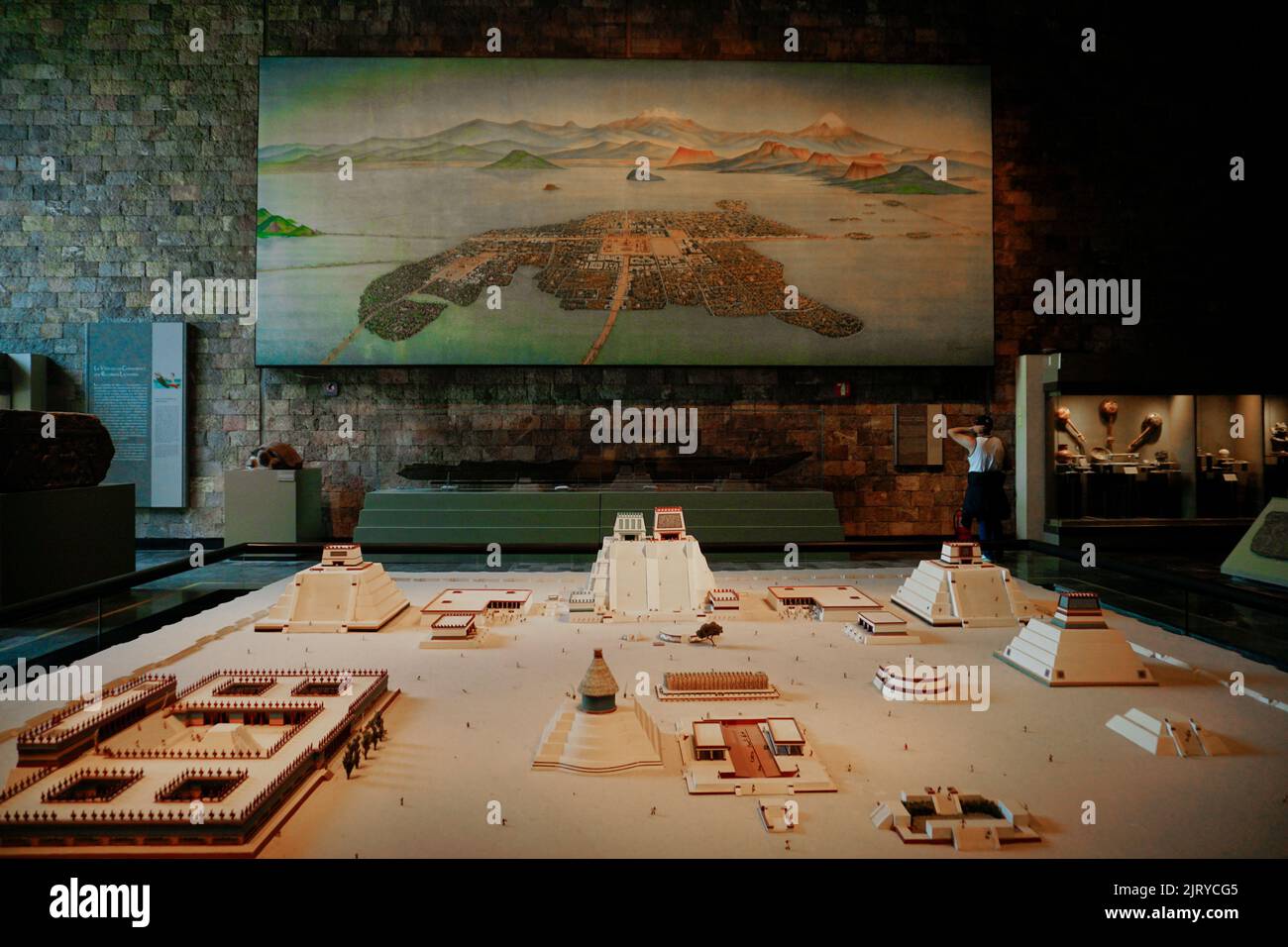 Model of Aztec City of Tenochtitlan, National Anthroplogy Museum, Chapultepec Park, Mexico City, Mexico. D Stock Photo