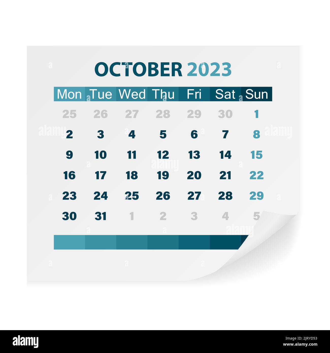 Calendar October 2023 on a white background. Vector illustration. Stock Photo