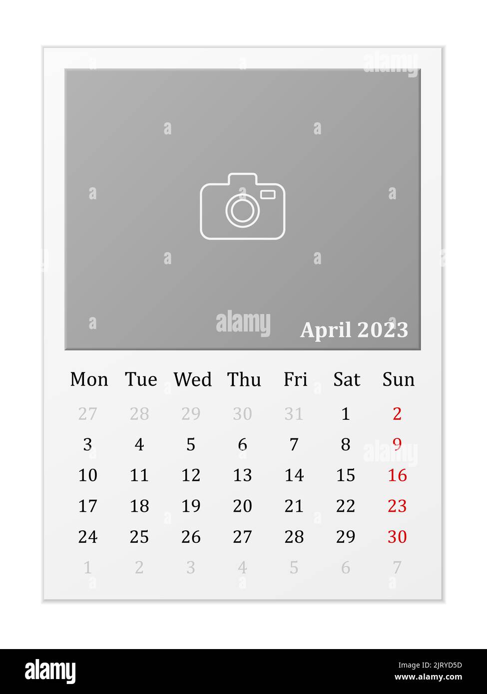 Calendar April 2023 on a white background. Vector illustration. Stock Photo