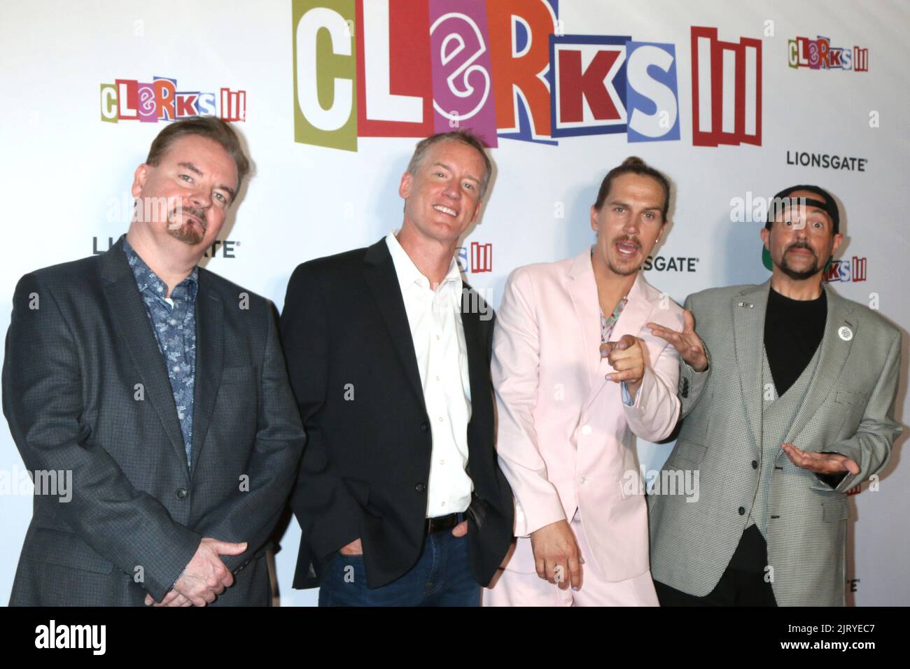 August 24, 2022, Los Angeles, CA, USA: LOS ANGELES - AUG 24:  Brian O'Halloran, Jeff Anderson, Jason Mewes, Kevin Smith at the Clerks III Premiere at TCL Chinese Theater on August 24, 2022 in Los Angeles, CA (Credit Image: © Kay Blake/ZUMA Press Wire) Stock Photo