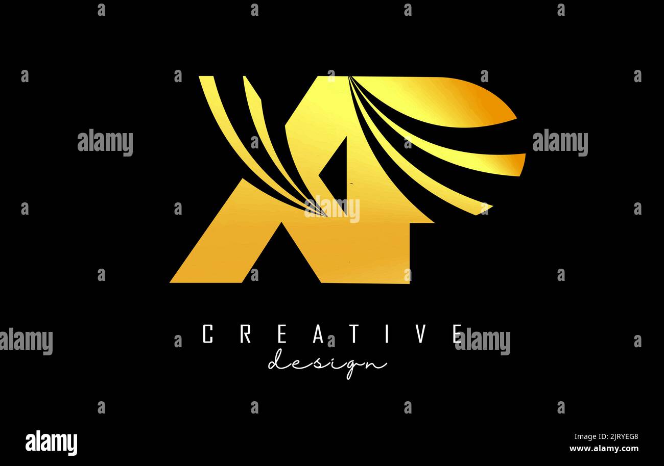 Creative gold letter XP x p logo with leading lines and road concept ...