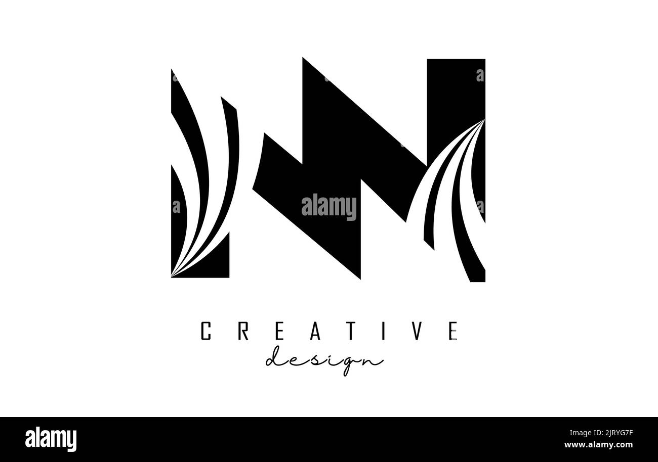 Creative Black letter Nn n logo with leading lines and road concept ...