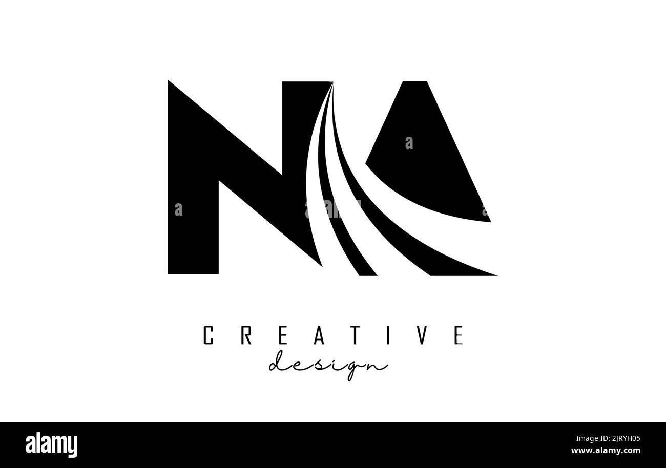 Creative black letter NA n a logo with leading lines and road concept design. Letters with geometric design. Vector Illustration with letter and creat Stock Vector