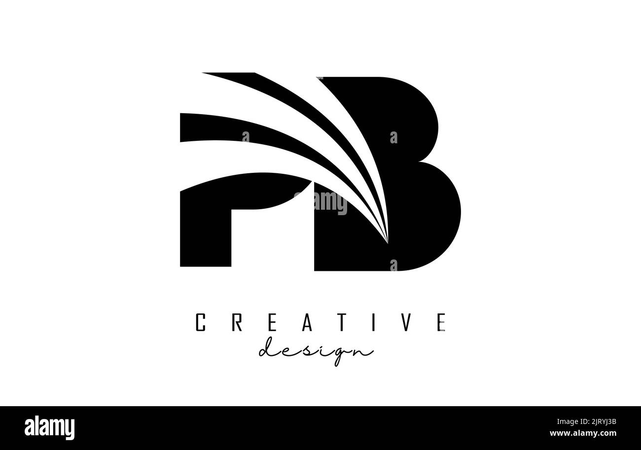 Creative black letter Pb p b logo with leading lines and road concept design. Letters with geometric design. Vector Illustration with letter and creat Stock Vector