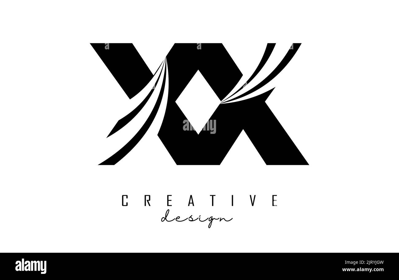 Creative black letter XX x logo with leading lines and road concept